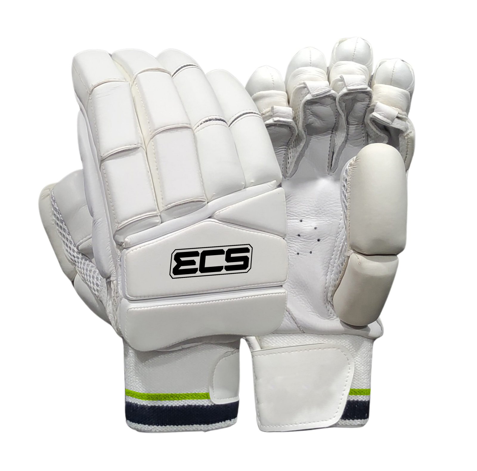 ECS Elite Batting Gloves + 2 FREE Inner Gloves – Neon Green | Match Standard Cricket Gloves Set